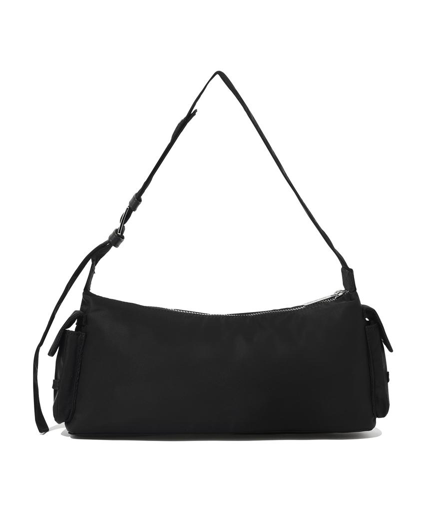 Covernat Woman Clover Heart Glossy Two-Pocket Shoulder Bag Black