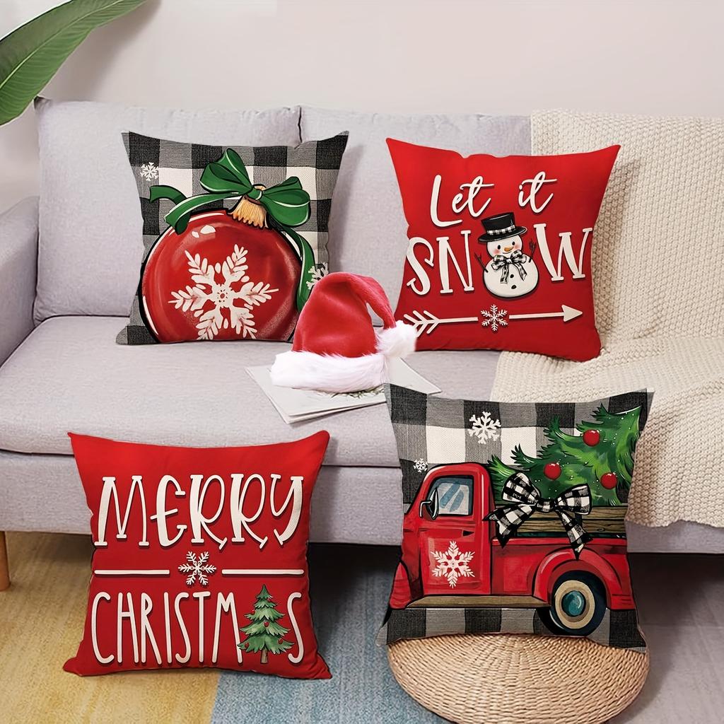 Christmas Pillowcases: Let it Snow, Merry Christmas, and Festive Designs Sofa bed cushion cover, New Year home decoration