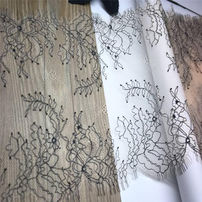 3m x 23.5cm French Chantilly Lace, Non-stretch Eyelash Mesh Lace Trim for Bra, Underwear, Lingerie, Dress, Garment, Sewing & Crafting