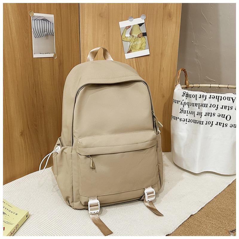 New Solid Color Schoolbag Female Simple Joker Leisure Travel Backpack Large Capacity Junior High School Students Shoulders.