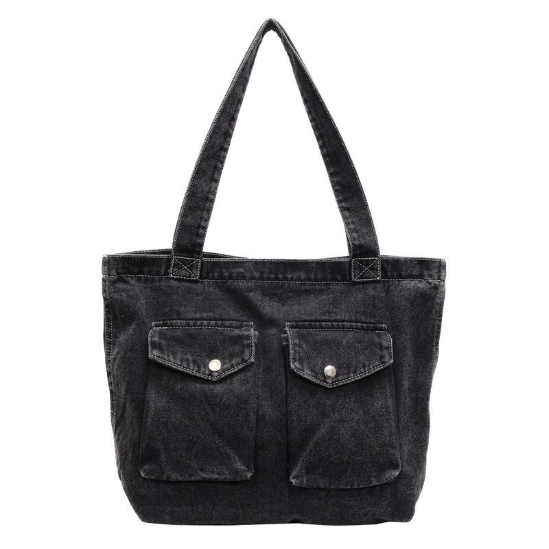 New Retro Literary Denim Bag Women's Large-capacity Lightweight Tote Bag Student Class Back