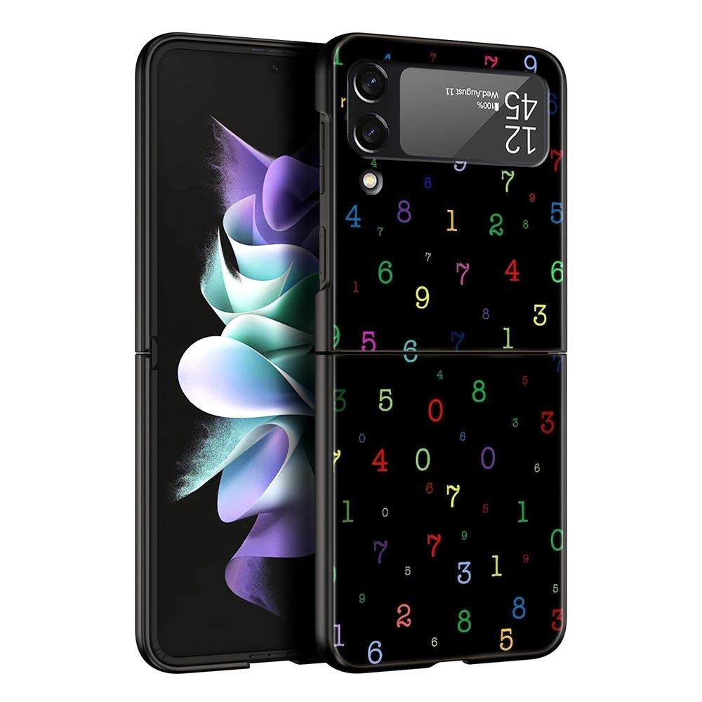Number Pattern Hard PC Phone Case For Samsung Galaxy Z Flip 7 6 5 4 Black Cover For Galaxy Z Flip 3 Foldable Shell Fundas Capas