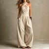 2026 European and American cross-border independent station Amazon's new sleeveless lazy wind pendant feeling neck women's wide-leg jumpsuit