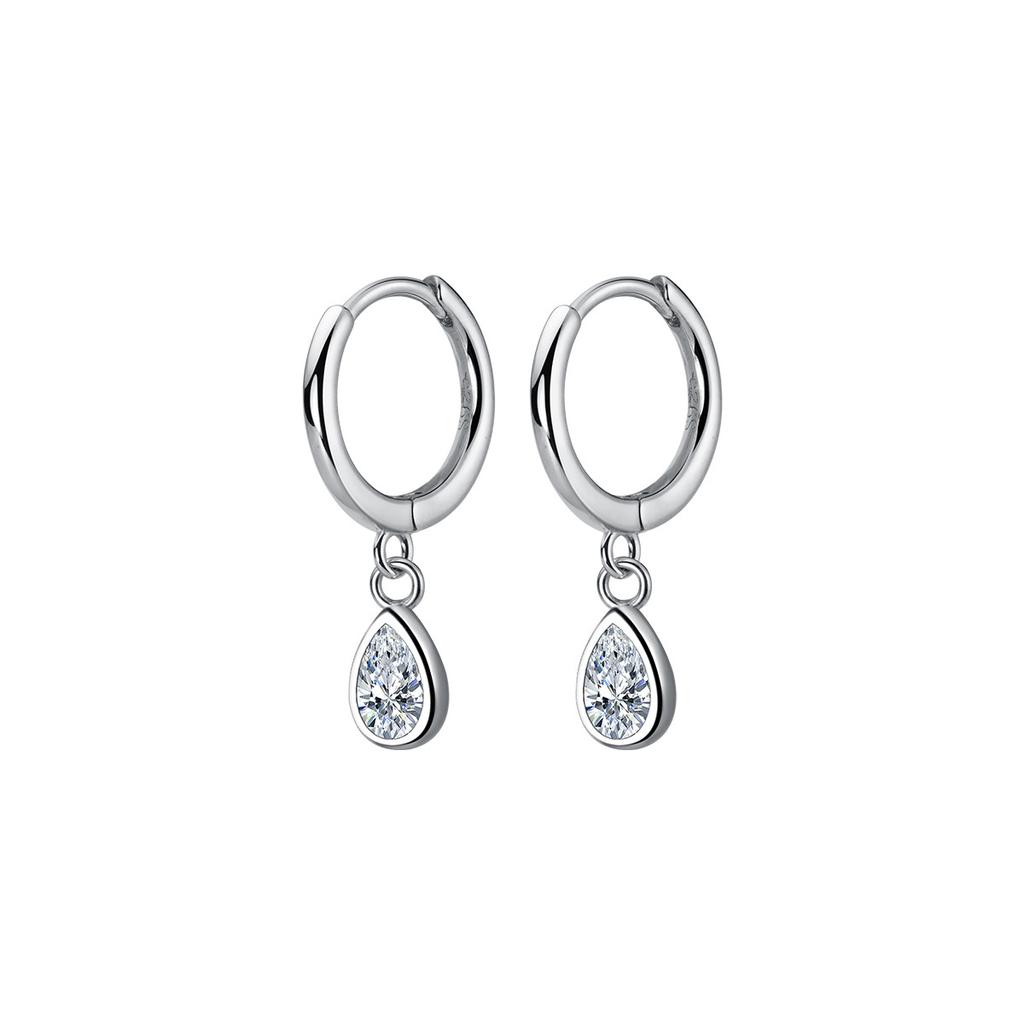 INS Fashion Jewelry 925 Sterling Silver Minimalist Earring Water Drop Diamond Earrings Gold Plated Hoop Earrings Women