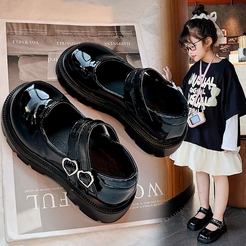 Girls' leather shoes 2025 spring and autumn new children's black performance shoes girls' foreign princess shoes medium and older children's single 