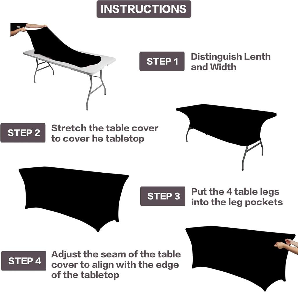 Pack of 3/5pc Stretch Spandex Table Cover Fitted Tablecloth 4Ft/6Ft Rectangle Suitable for Parties Home Banquets Weddings Events