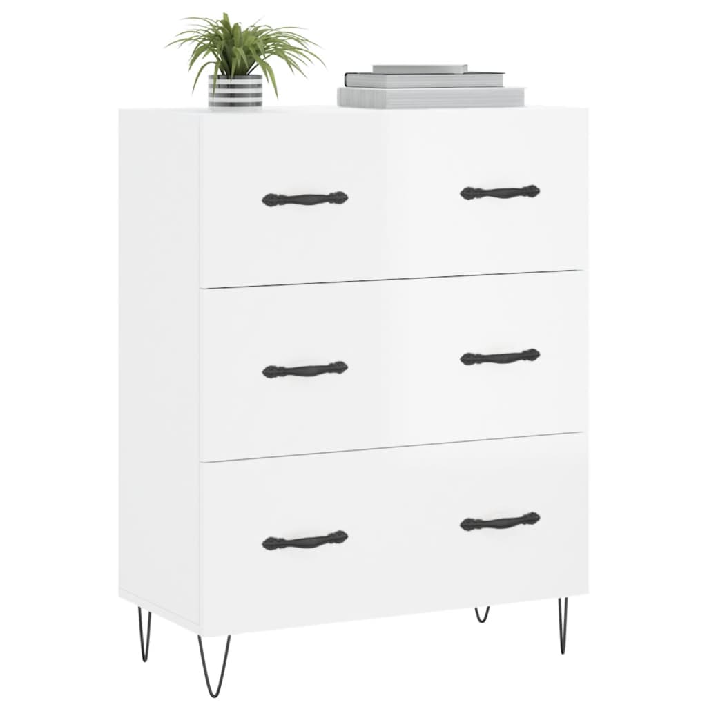Sideboard High Gloss White 69.5 x 34 x 90 cm Engineered Wood
