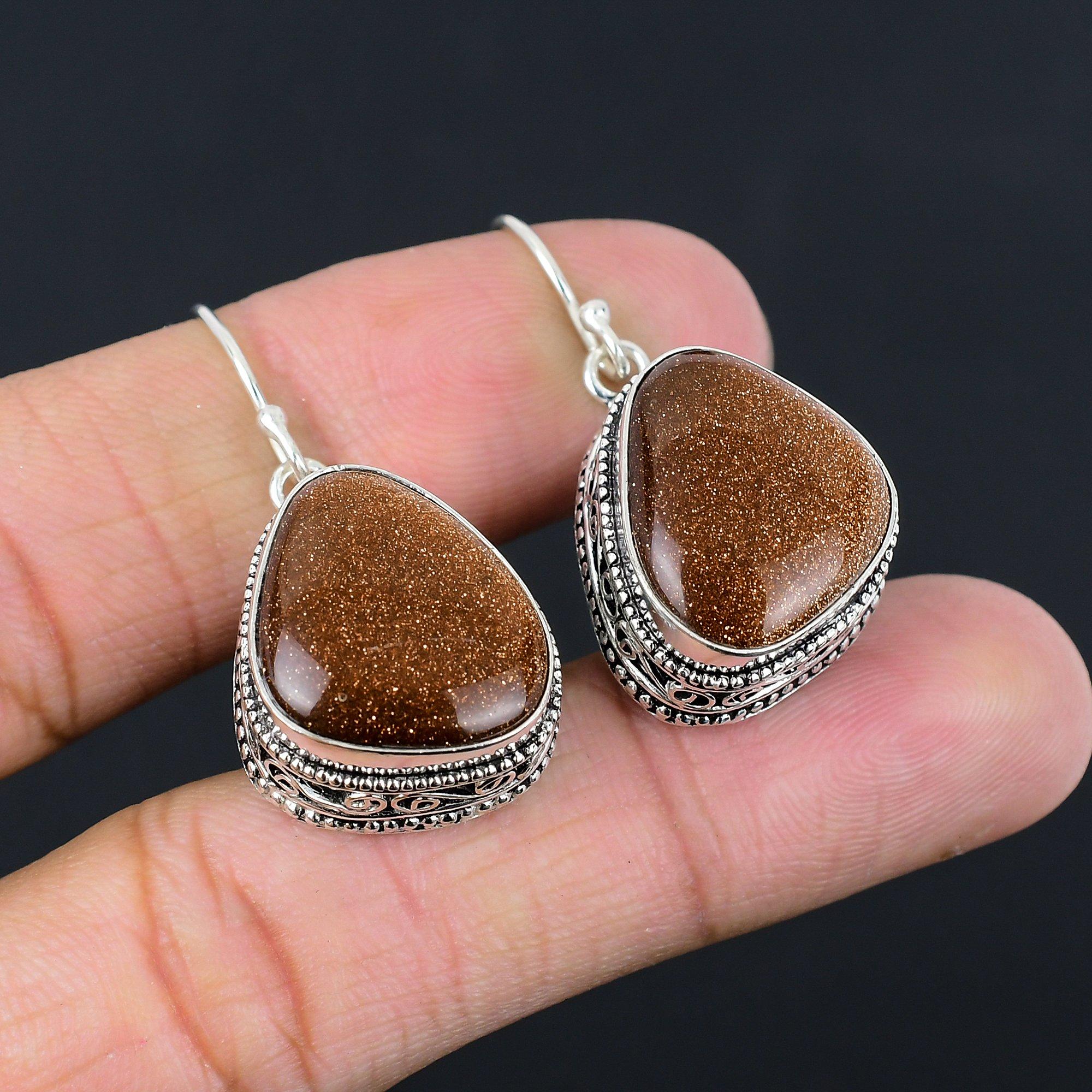 

Red Sunstone Stone Daughter New Drop Dangle Earrings Jewelry 925 Sterling Silver