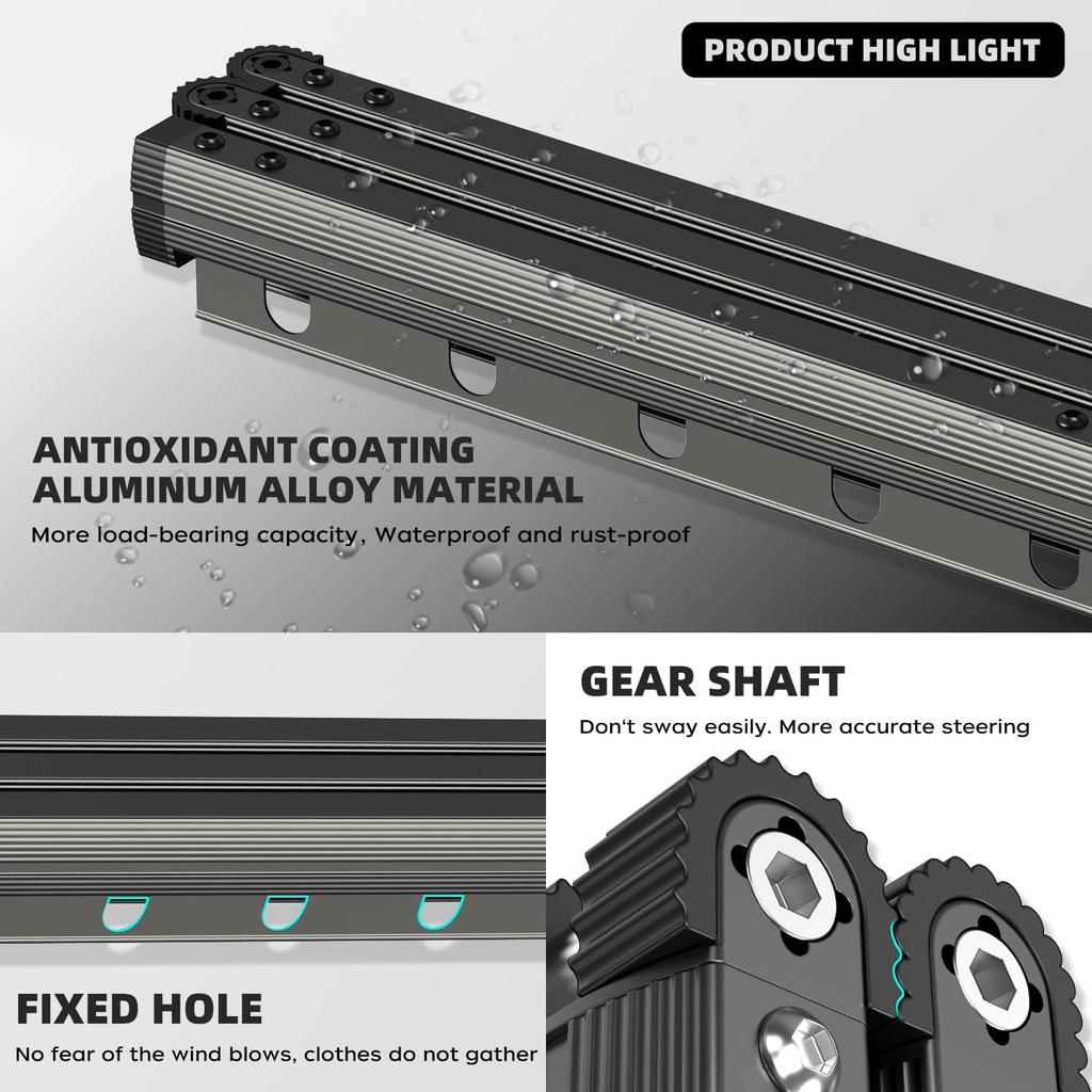 Wall Mounted Space Saving 360° Folding Clothes Drying Rack, Retractable Collapsible Windproof Hanging Hole Laundry Rack, Suitable for Balcony,