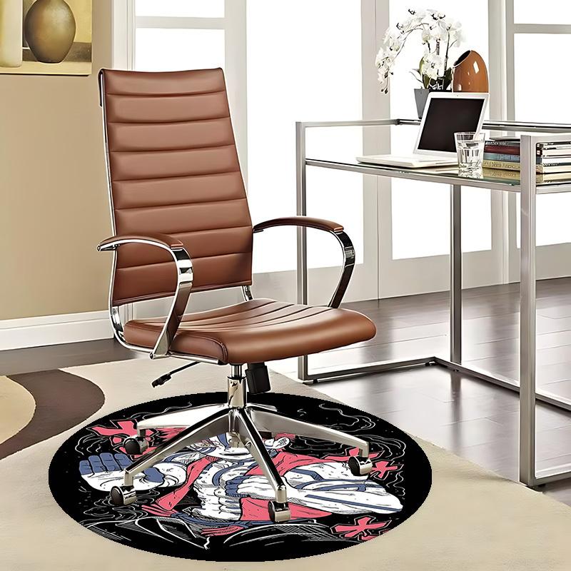 1pc My Hero Academia Deku Round Carpet - Anime Cartoon Design Chair Mat for Office, Home Decor, Living Room