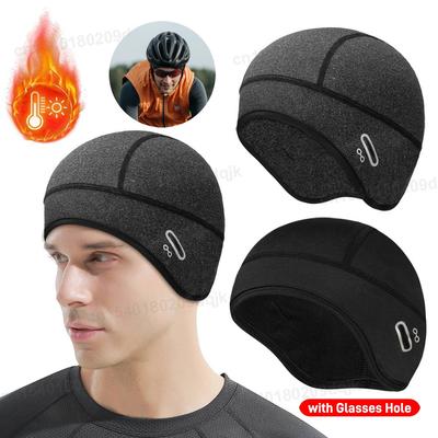 Winter Fleece Radmütze Winddicht Thermisch Sturmhaube Helmfutter Laufen Skifahren Motorradfahren MTB Fahrradmütze Mit Brillenloch