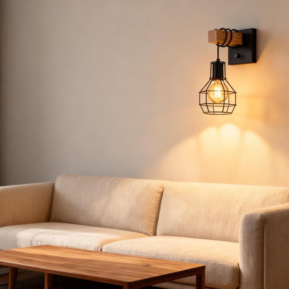 COOINJOY Modern Wood Wall Light Modern Minimalist Restaurant Aisle Lamp Bedroom Bedside Lamp Industrial Wind Decorative Lamp