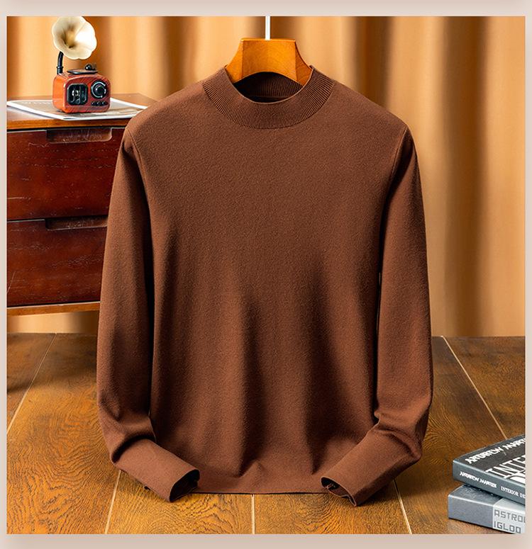 2025 Men's Winter Thickened Sweater: 48ct Fine-Spun, 400g Semi-High Collar, 100% Pure Wool