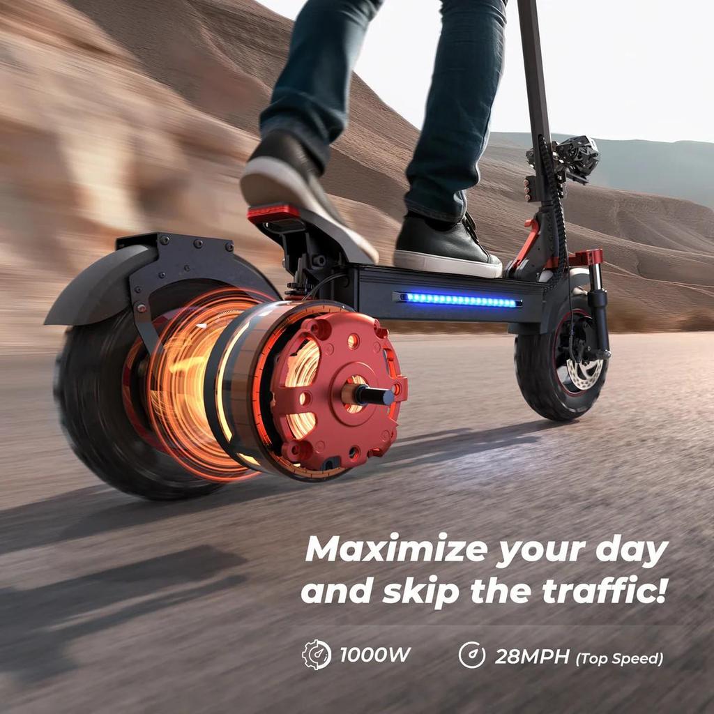 Electric Scooter Foldable iScooter 10" 1000W Motor 48V 15AH Max Range 64Km Load 150Kg Black ix5S
