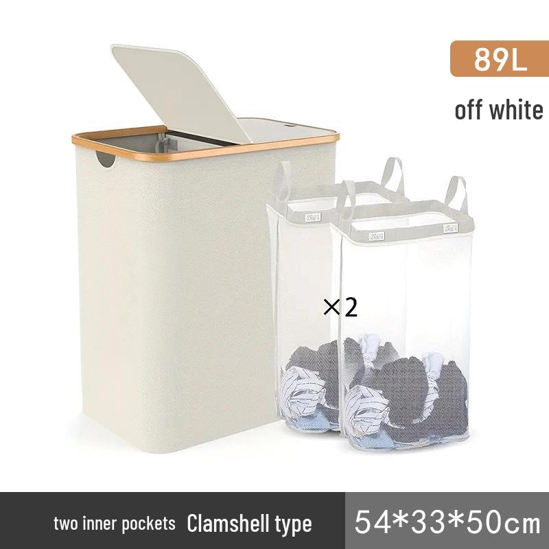 Foldable Large-Capacity Laundry Hamper with Lid and Inner Bag