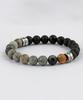 Shoveoff C24Svb-1014 Matte Black Onyx & Vintage Striped Agate Bracelet