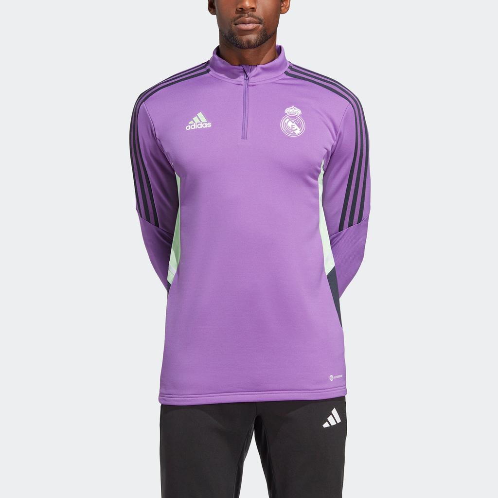 Adidas Real Madrid Condivo 22 Training Half-Zip Long Sleeve Top Men Tops Bright-Purple HT8803