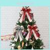 Festive Christmas Bow With Plaid Edges Perfect For Holiday Tree Decoration