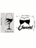 PC Metal Wine Wall Art Cheers Sign, Modern Black Glass Sculpture for Kitchen Bar Home Decor