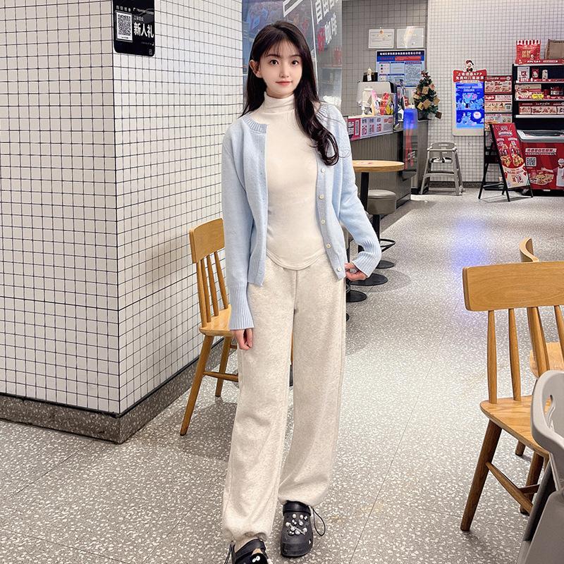 

Белые спортивные штаны серого цвета для женщин на зиму, плюс бархатные утолщенные свободные большого размера, прямые, повседневные, широкие штанины, американские спортивные штаны M