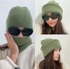 One hat and two wears~ Winter face kini windproof and warm cycling knitted hat balaclava cap pullover wool hat