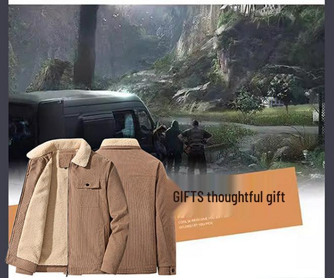 Men's Lambswool-Lined Corduroy Jacket: Cross-Border Fashion for Autumn/Winter