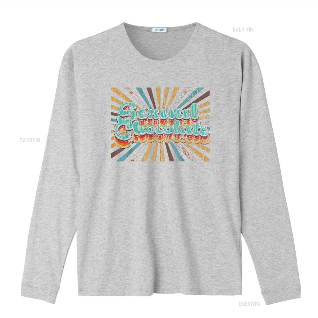 Mens Retro 1970 s 80 Sexual Chocolate Vintage Logo Design T Shirt Black L vintage Washed graphic Versatile homme Soft Slightly