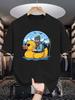 Unisex Crew Neck Tee Outdoor Fisherunisex Rubber Duck Graphic Print Soft Cotton Loose Short Sleeve Summer Casual Male Streetwear Tops