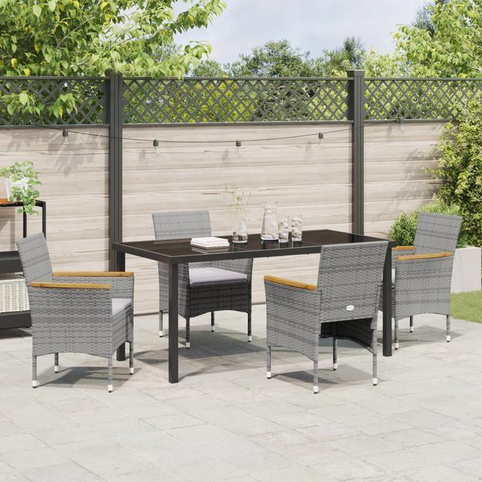 VidaXL Ensemble de dîner de jardin 5 pièces Gris Rotin Poly 3379761