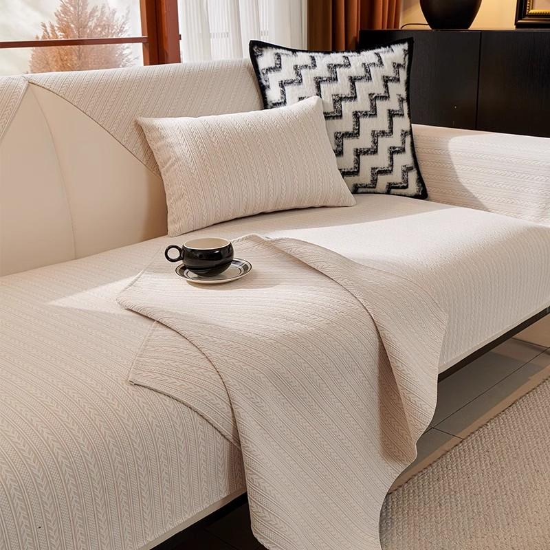 Wohnzimmersofas Rutschfeste einfarbige Chenille-Sofakissen-Couchbezüge Matte Schonbezug Funda Sofamatte