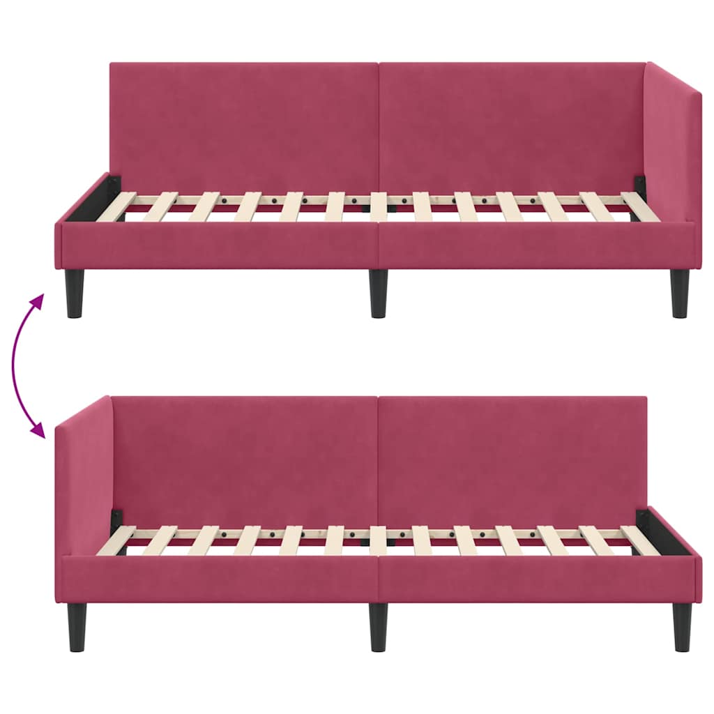 Corner Bed Frame with Headboard Burgundy 80 Cm X 200 Cm Velvet