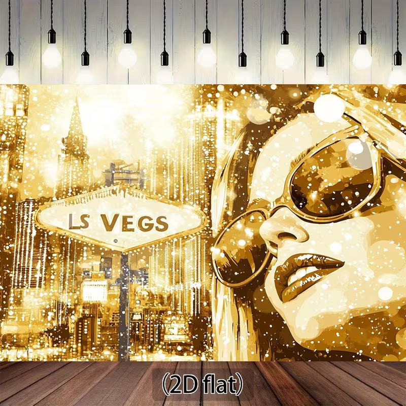 

2D Glitter Vegas City Photography Background Cloth for Photo Booth 47.2x31.5inch/120*80cm