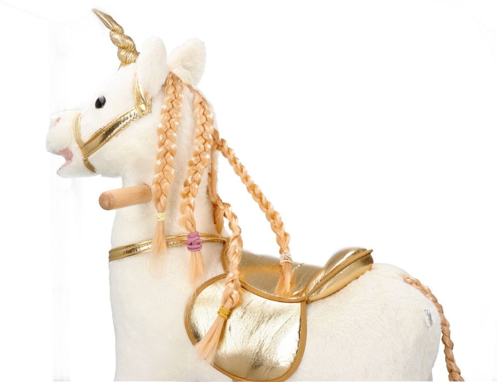 Adam Toys Golden Unicorn - Rocking Horse Ride-on 2-in-1