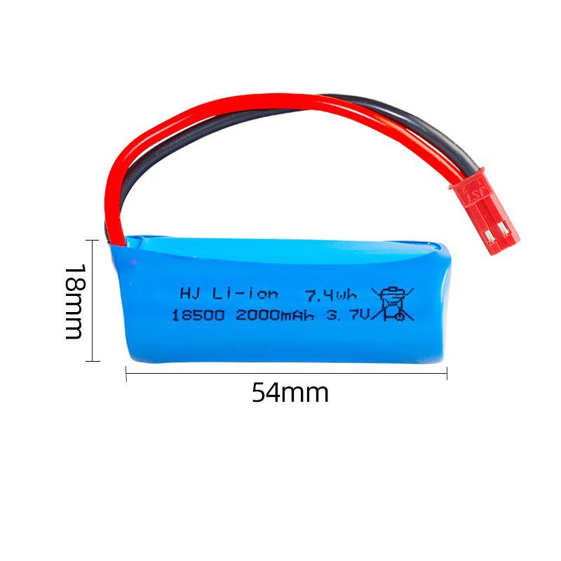 High Capacity 3.7V 18500 2000mAh RC Cars Rechargeable Lithium Ion Battery Cylindrical with SM JST Plug With Charger