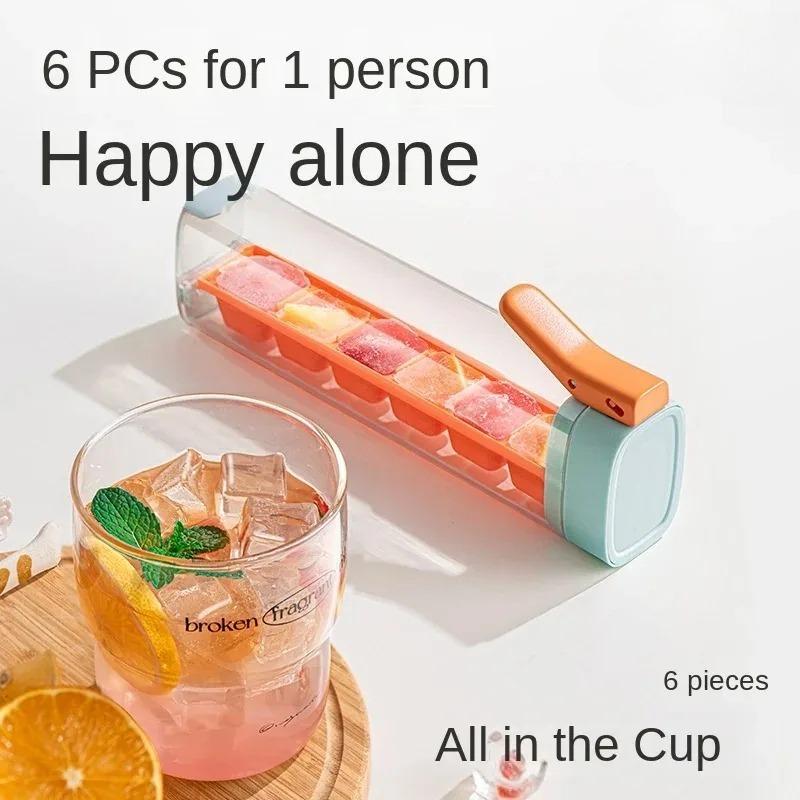 Ice Cube Mold with One Hand Homemade Trays for Freezer with Hull Mini Ice Cube Trays Portable Food Grade Press Ice Cube Trays