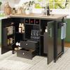Ilha de Cozinha 120 x 73 (45) x 92 cm com Tampo Dobrável com Porta-Toalha Porta-Temperos Porta de Porta Porta-Vinho e Prateleiras Ajustáveis, Branco/Preto