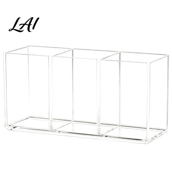 Dressing Table Storage Case Transparent Acrylic Makeup Brush Organizer Multi-Compartment Bin Modern Vanity Bin Style Cosmetic Display for Lip Gloss
