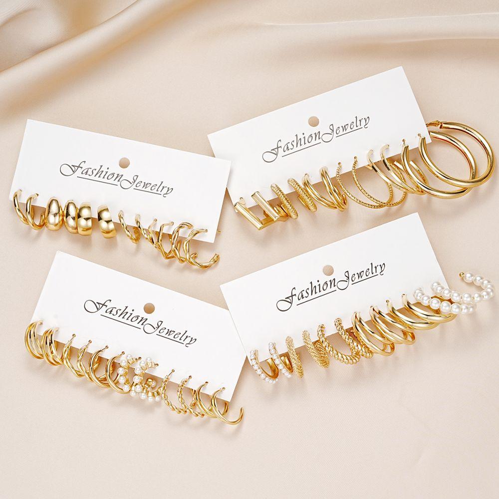 24pairs/set  Hoop Earring Set Women Hypoallergenic Twist  Earrings Accessories Jewelry