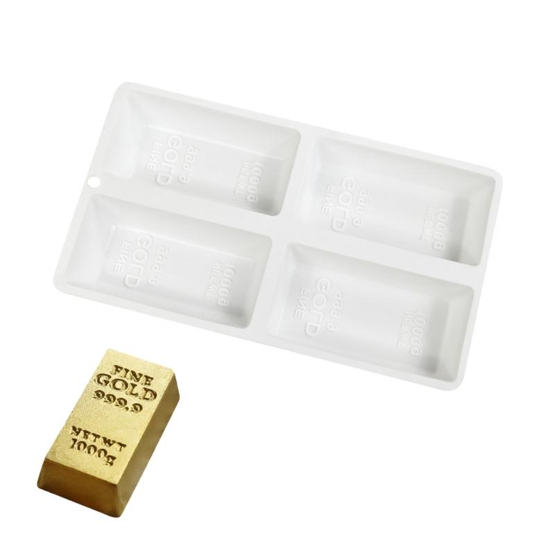 

Chocolate Molds Gold Brick Shape Silicone Molds Mousses Cake Decorating Molds Baking Tool for making Mousses Cake, Pastr 1