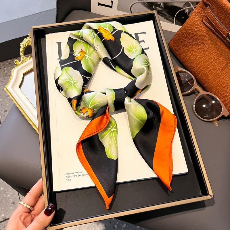 High-end large square scarf silk scarf women's new versatile neck summer thin bag head mother scarf with shawl