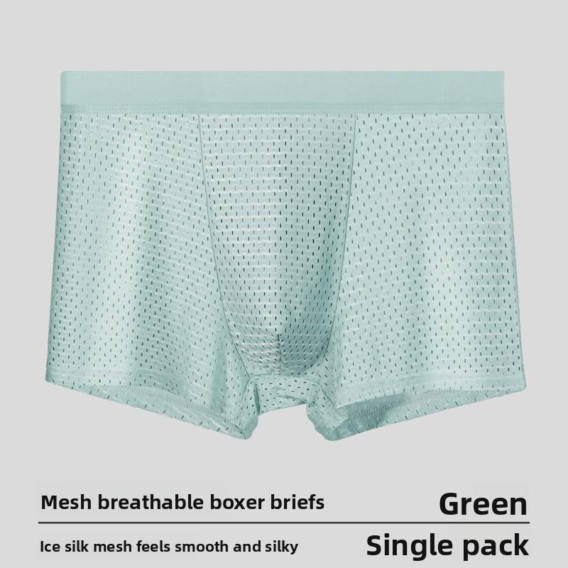Men's Spring and Summer New Net Hole Ice Silk Breathable Graphene Antibacterial Boxer Briefs