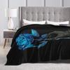 Ado Blue Rose Illustration n°4 Blanket Fleece Print Multi-function Super Warm Throw Blankets for Sofa Bedroom Bedspreads