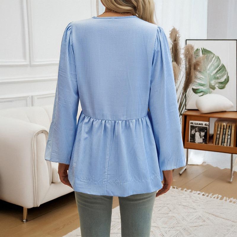 Casual Vacation Style Lace-up Women's Shirt for Summer