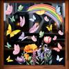 Static Cling Window Stickers Creative Rainbow Flowers and Butterflies for Kitchen Bedroom Living Room Bathroom Glass Decor