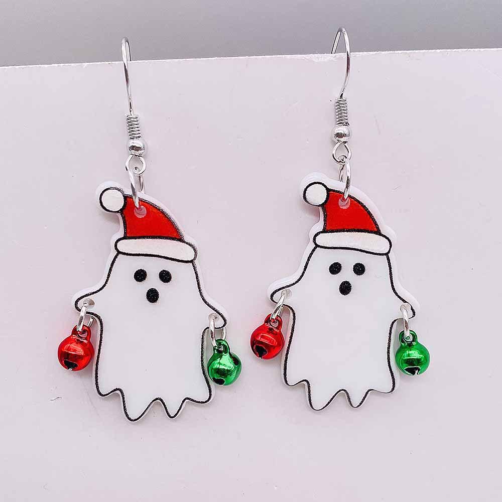

Creative Christmas Ghost Dinosaur Santa Bell Earrings – Acrylic Pendant Acrylic