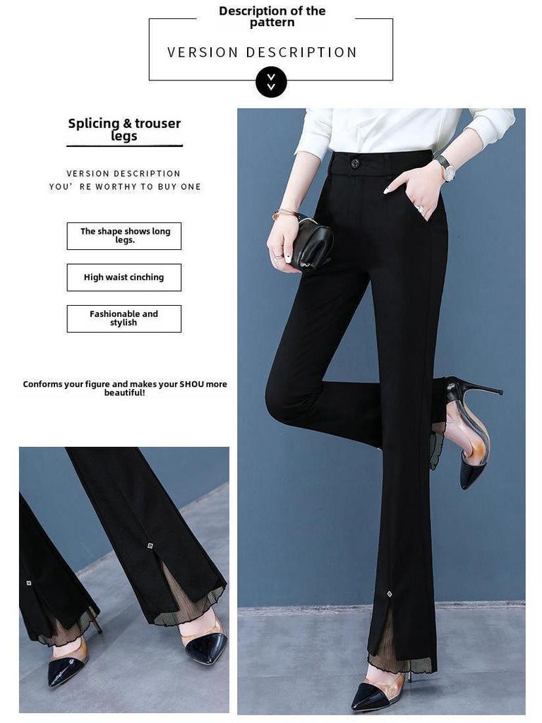 Specht Damen Schlaghose mit hohem Bund und Schlitz - Fleecegefüttert, Petite, Freizeitanzug, Schwarz für Frühling & Herbst