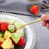 Stainless Steel Fruit Fork Tableware Long Handle Fruit Stick Food Picks Two-tine Small Toothpick Kitchen Accessories