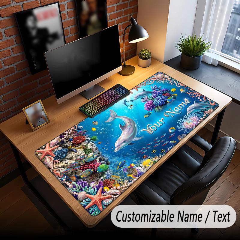 Fish Ocean Theme Custom Mouse Pad Personalized With Name Text Customized Desk Mat For Office Home Decor