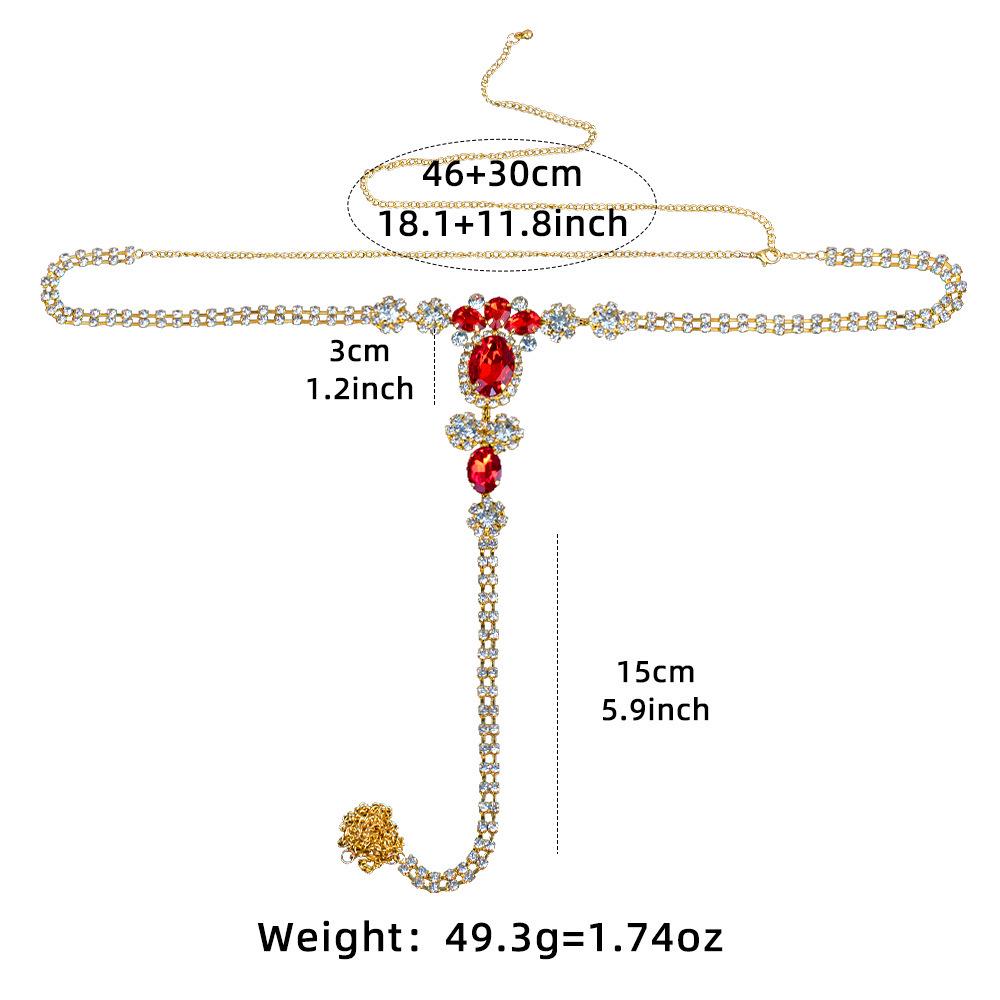 Cross-Border Hot-Selling Ruby Rhinestone Bikini Body Chain Thong