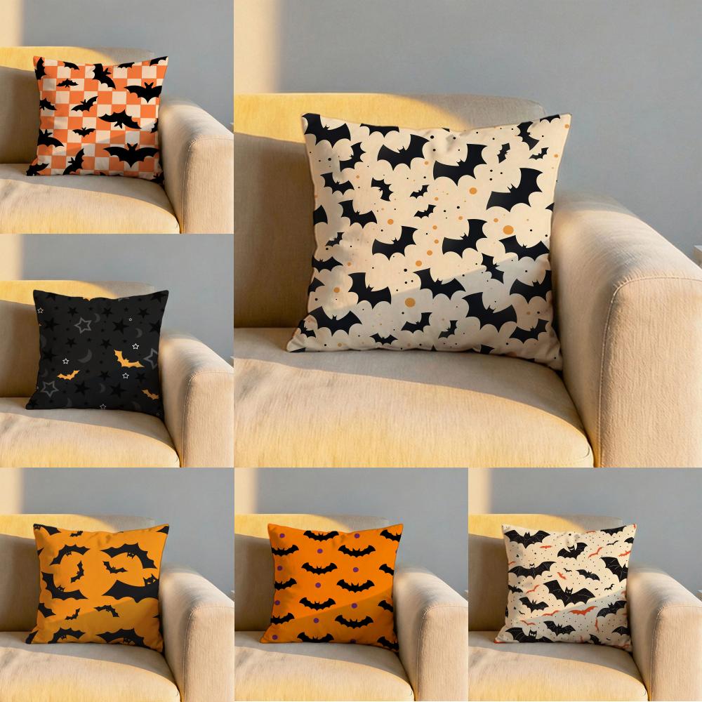 Halloween Scary Bats Cushion Cover Soft Reversible Durable Pillow Cover MultiScene Use for Home Car Daily Comfort